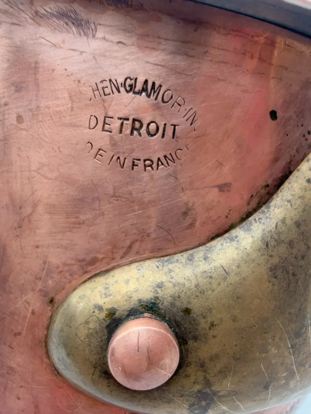 Vintage French Copper Saucepan w Lid Brass Handle Henglamor Detroit